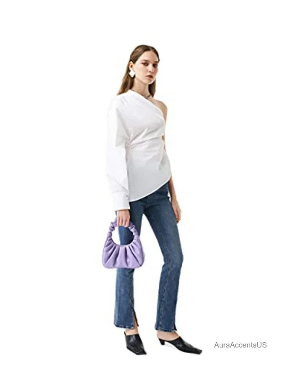 Vegan Leather Ruched Hobo Handbag with Magnet Closure
